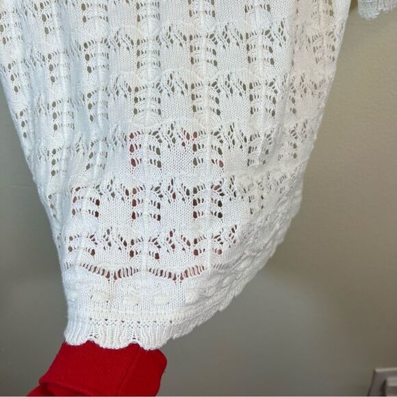 ✨ French Connection Women’s White Open Knit Sweater Top Large - Picture 7 of 11